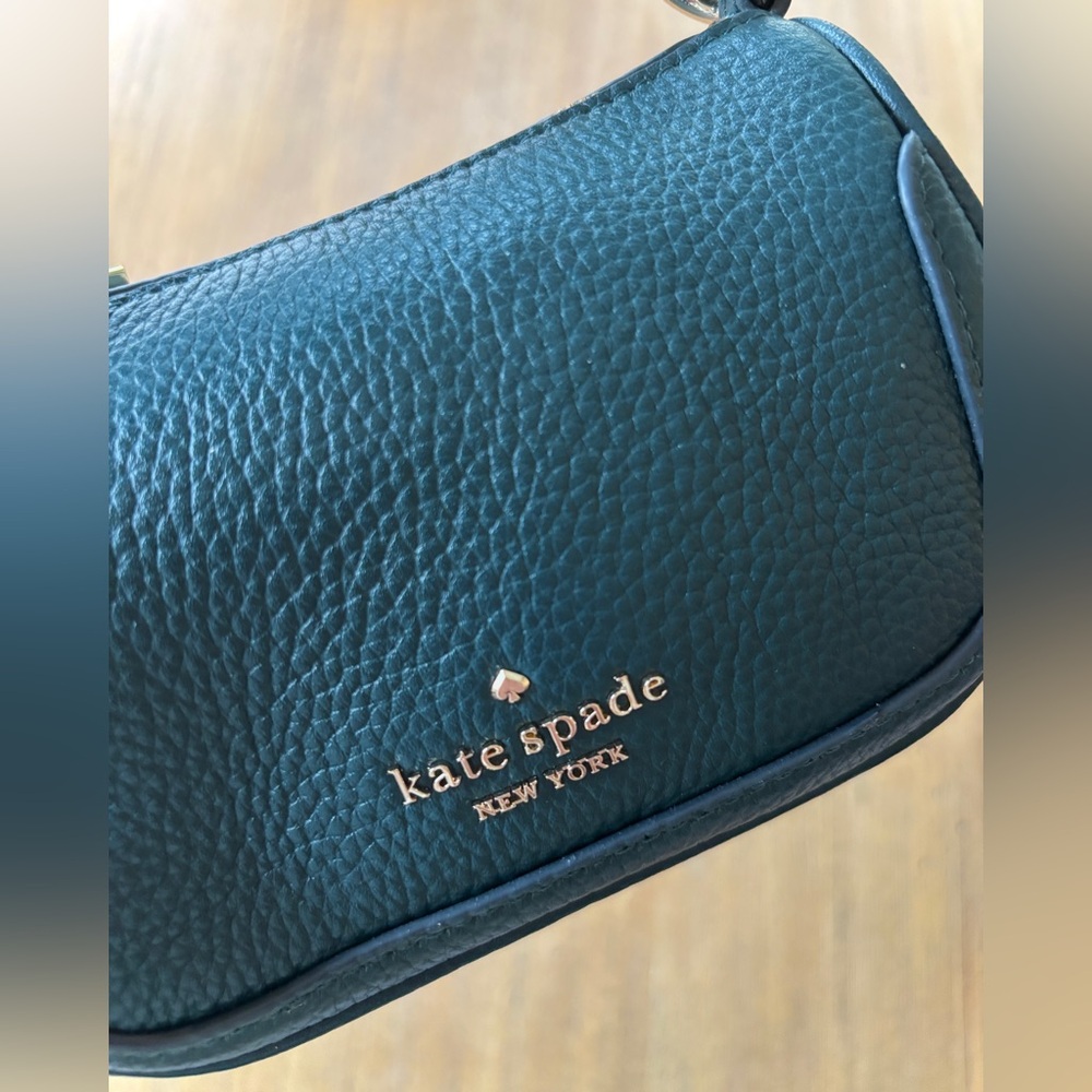 NEW Kate Spade dark green pebbled leather micro mini crossbody bag - Picture 3 of 6